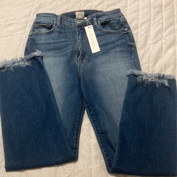 New Jonathan Simkhai distresses high ankle stretch ankle cropped jeans. - Picture 4 of 6